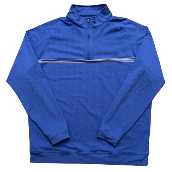 Peter Millar 1/4 Zip Pullover Mens XL Perth Engineered Stripe Performance Blue - Picture 1 of 6